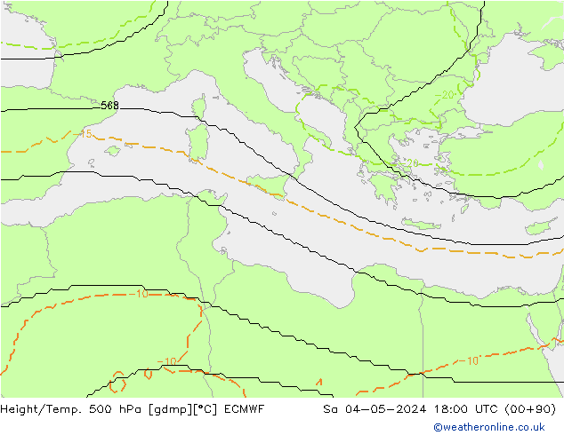 Géop./Temp. 500 hPa ECMWF sam 04.05.2024 18 UTC