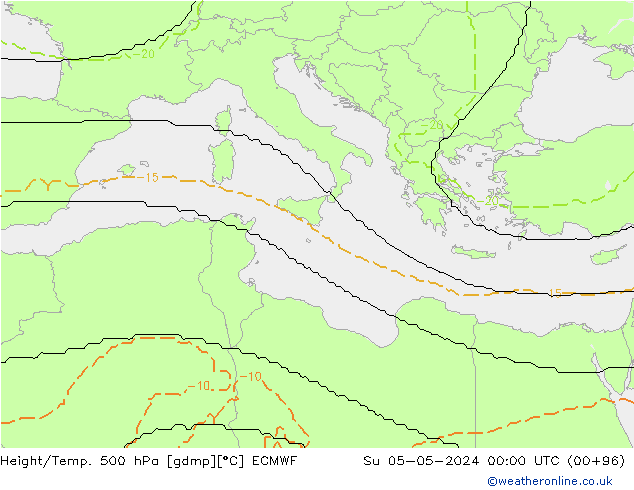 Geop./Temp. 500 hPa ECMWF dom 05.05.2024 00 UTC