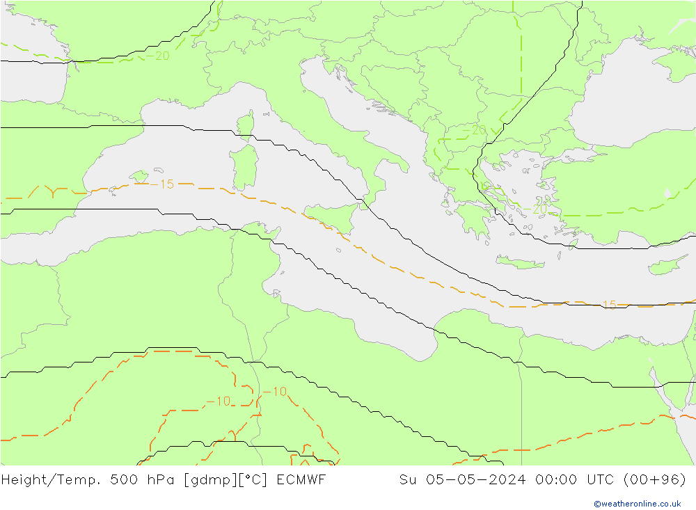 Geop./Temp. 500 hPa ECMWF dom 05.05.2024 00 UTC