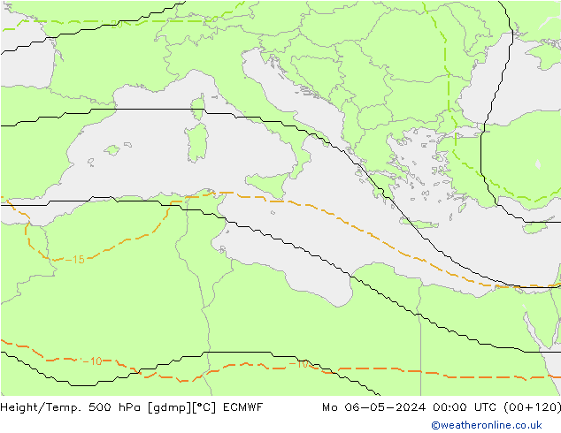 Height/Temp. 500 hPa ECMWF Mo 06.05.2024 00 UTC