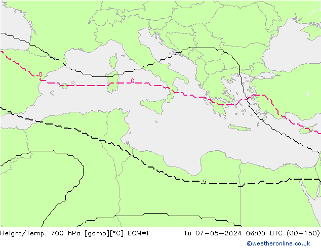 Geop./Temp. 700 hPa ECMWF mar 07.05.2024 06 UTC