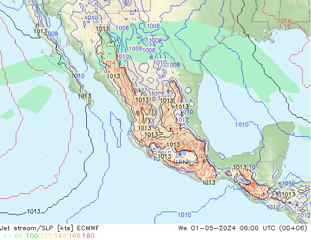 Corriente en chorro ECMWF mié 01.05.2024 06 UTC