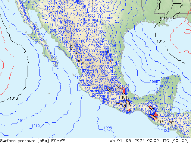 Presión superficial ECMWF mié 01.05.2024 00 UTC