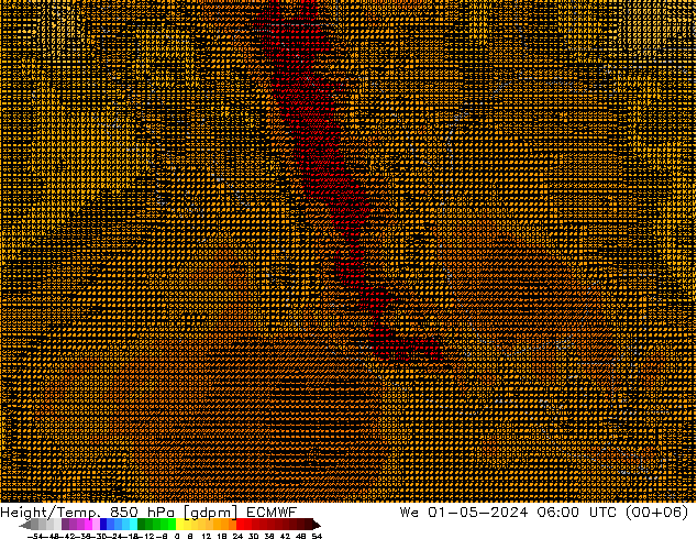 Geop./Temp. 850 hPa ECMWF mié 01.05.2024 06 UTC