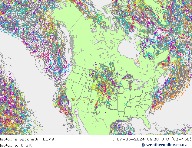 Isotachs Spaghetti ECMWF Tu 07.05.2024 06 UTC