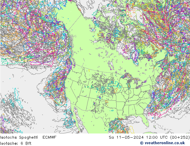 Isotachen Spaghetti ECMWF za 11.05.2024 12 UTC