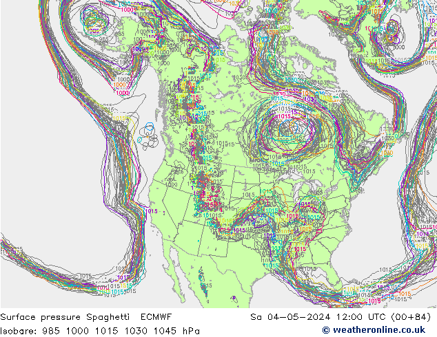 Bodendruck Spaghetti ECMWF Sa 04.05.2024 12 UTC