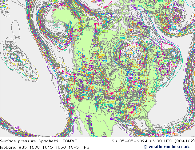 Surface pressure Spaghetti ECMWF Su 05.05.2024 06 UTC