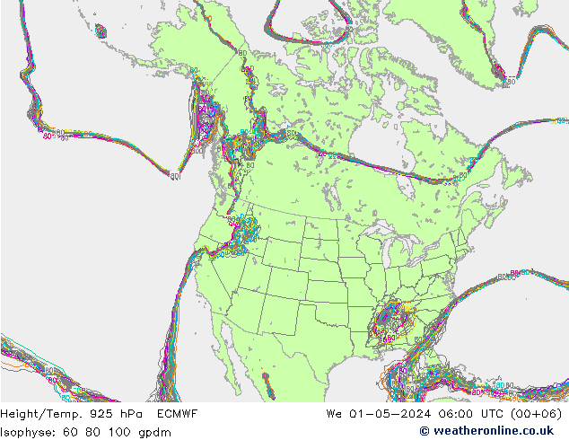 Yükseklik/Sıc. 925 hPa ECMWF Çar 01.05.2024 06 UTC
