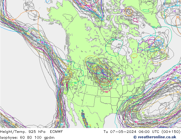 Height/Temp. 925 hPa ECMWF Tu 07.05.2024 06 UTC