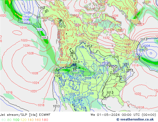 Jet stream/SLP ECMWF We 01.05.2024 00 UTC