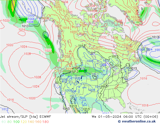 Polarjet/Bodendruck ECMWF Mi 01.05.2024 06 UTC