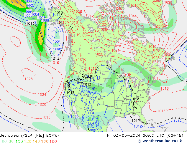 Jet stream/SLP ECMWF Fr 03.05.2024 00 UTC