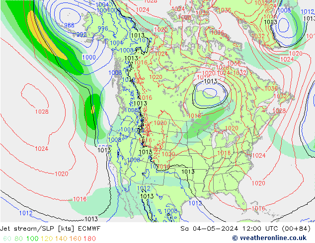 Polarjet/Bodendruck ECMWF Sa 04.05.2024 12 UTC