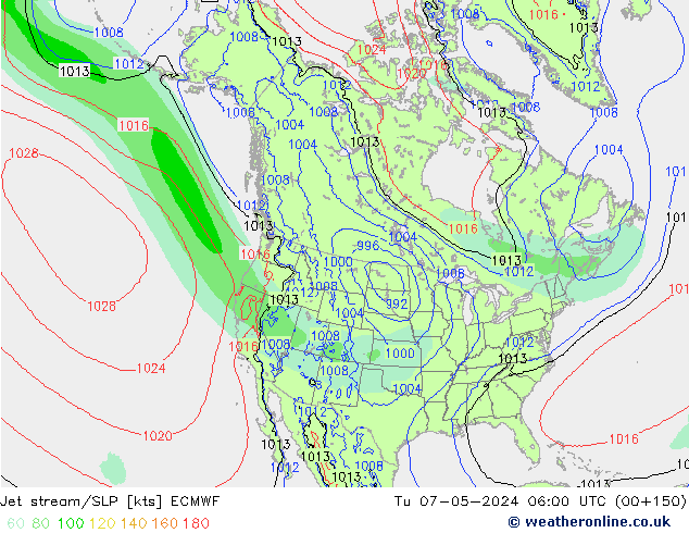 Jet stream/SLP ECMWF Tu 07.05.2024 06 UTC