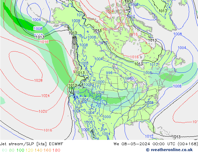 джет/приземное давление ECMWF ср 08.05.2024 00 UTC