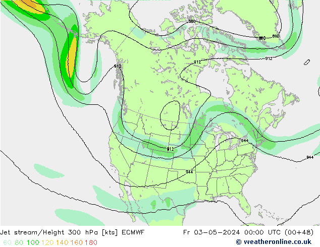 Prąd strumieniowy ECMWF pt. 03.05.2024 00 UTC