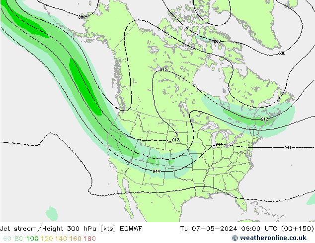 Straalstroom ECMWF di 07.05.2024 06 UTC