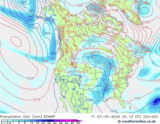 Precipitation (6h) ECMWF Fr 03.05.2024 12 UTC