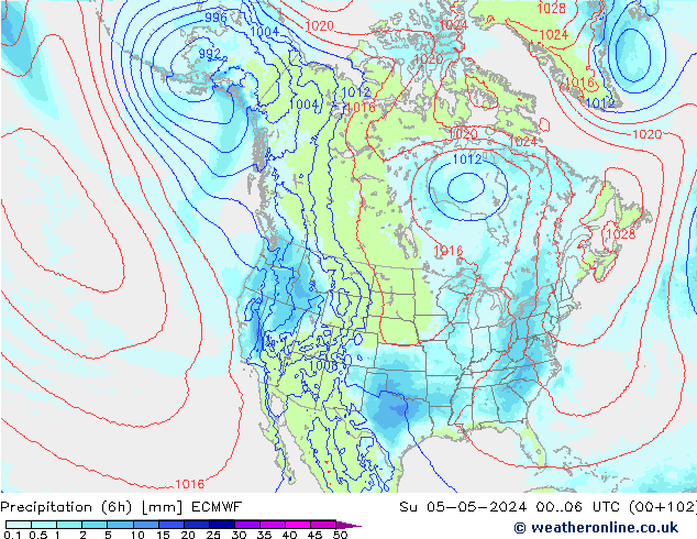 Precipitation (6h) ECMWF Ne 05.05.2024 06 UTC