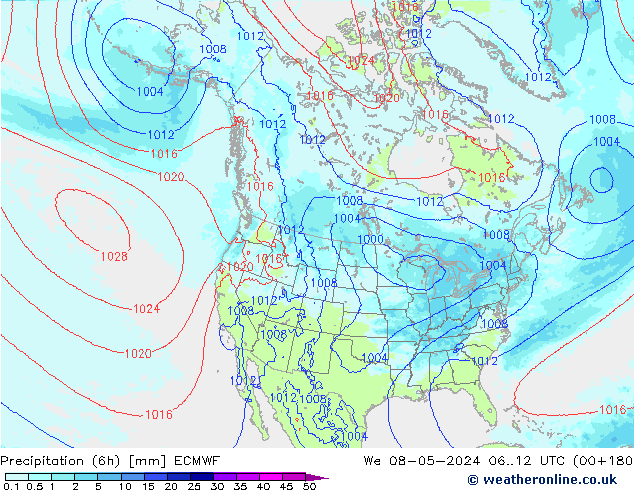 Precipitation (6h) ECMWF We 08.05.2024 12 UTC