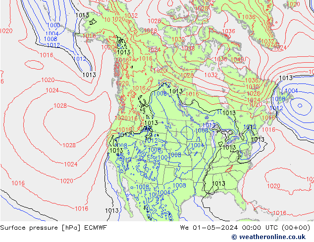 pression de l'air ECMWF mer 01.05.2024 00 UTC