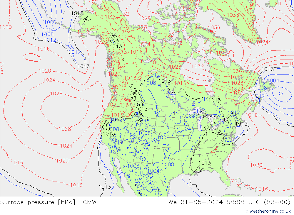 Yer basıncı ECMWF Çar 01.05.2024 00 UTC