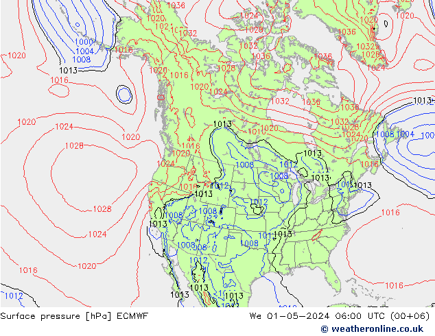 Atmosférický tlak ECMWF St 01.05.2024 06 UTC