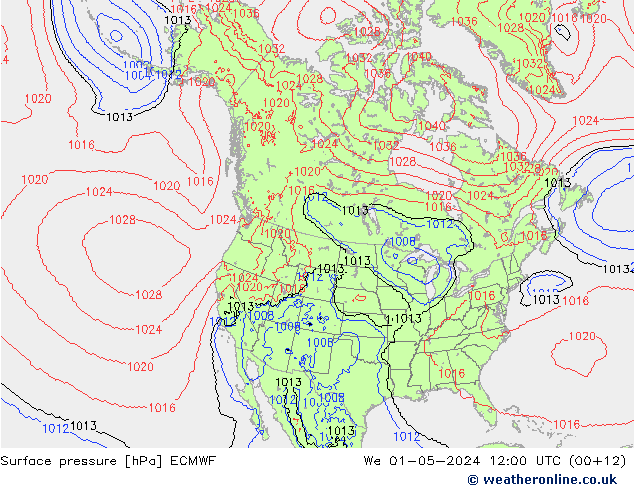 Yer basıncı ECMWF Çar 01.05.2024 12 UTC