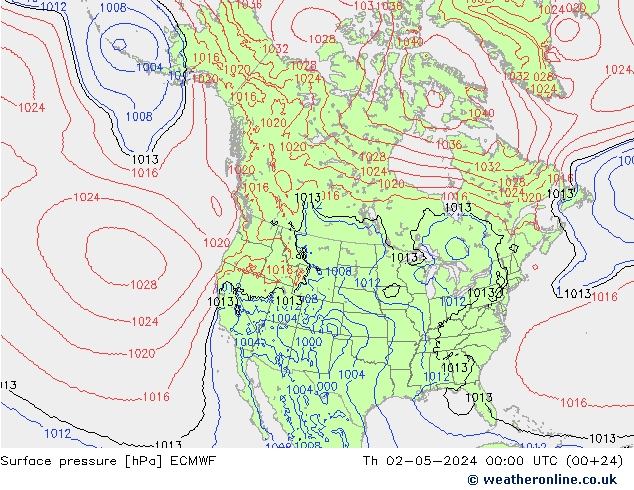 ciśnienie ECMWF czw. 02.05.2024 00 UTC