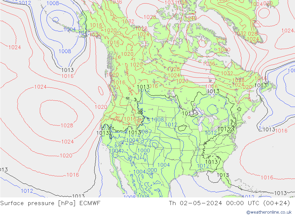 приземное давление ECMWF чт 02.05.2024 00 UTC