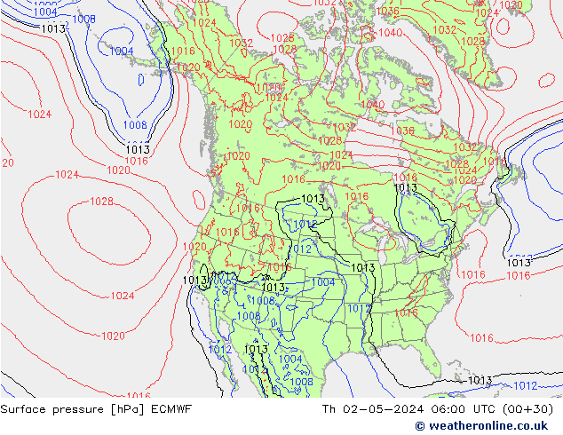 Surface pressure ECMWF Th 02.05.2024 06 UTC