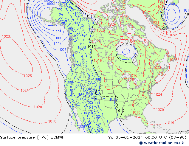 Surface pressure ECMWF Su 05.05.2024 00 UTC