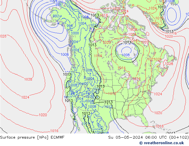 Surface pressure ECMWF Su 05.05.2024 06 UTC