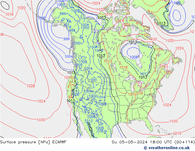 Presión superficial ECMWF dom 05.05.2024 18 UTC