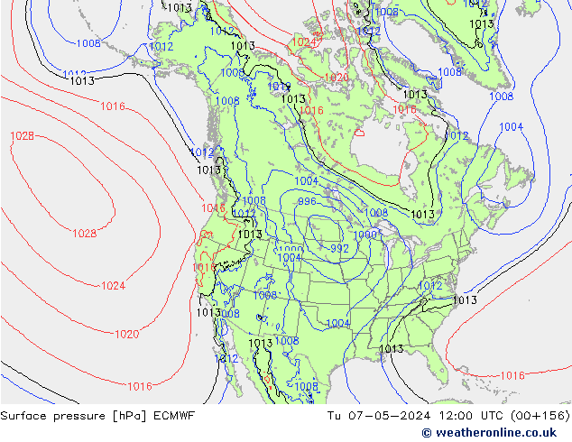 Surface pressure ECMWF Tu 07.05.2024 12 UTC