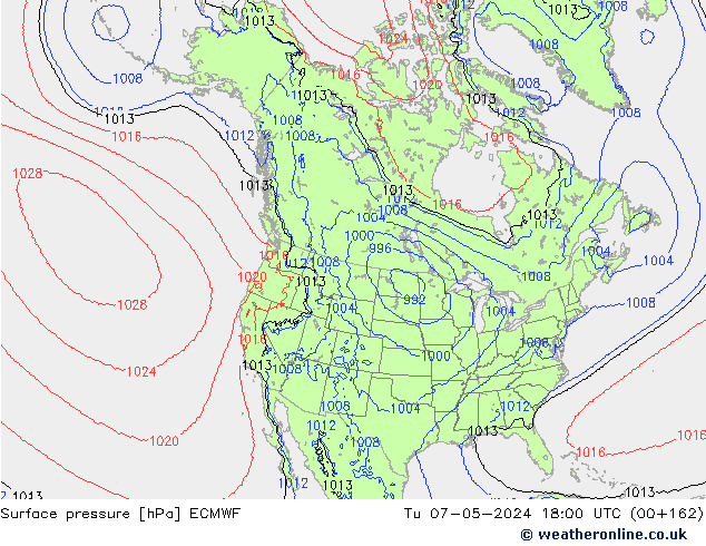 Pressione al suolo ECMWF mar 07.05.2024 18 UTC