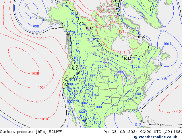 pression de l'air ECMWF mer 08.05.2024 00 UTC