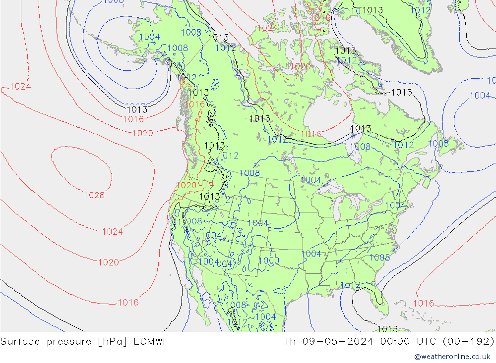 Luchtdruk (Grond) ECMWF do 09.05.2024 00 UTC