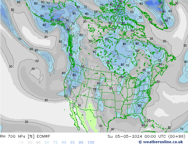 RH 700 hPa ECMWF Ne 05.05.2024 00 UTC