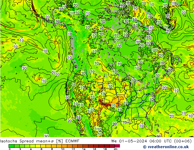 Isotachs Spread ECMWF  01.05.2024 06 UTC