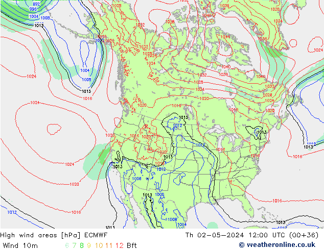 High wind areas ECMWF Th 02.05.2024 12 UTC