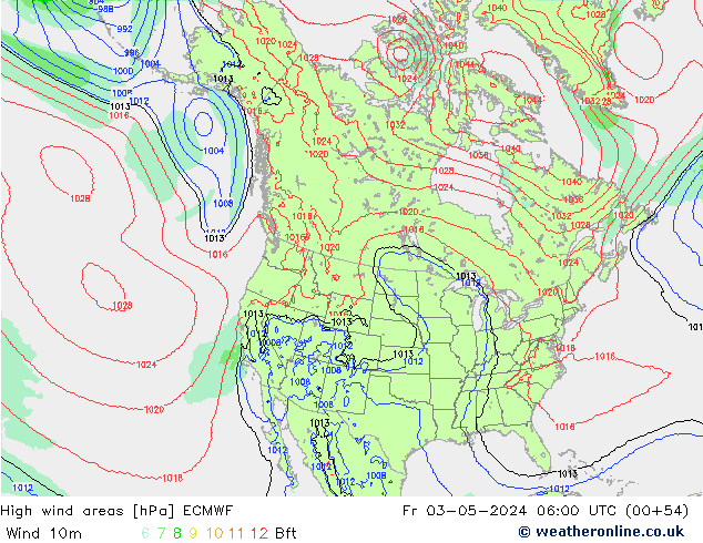 High wind areas ECMWF пт 03.05.2024 06 UTC