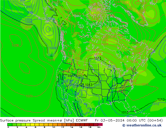 Bodendruck Spread ECMWF Fr 03.05.2024 06 UTC