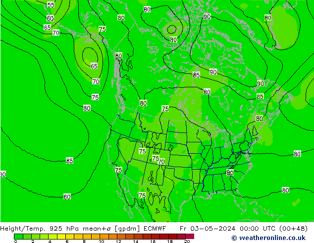 Height/Temp. 925 hPa ECMWF Fr 03.05.2024 00 UTC