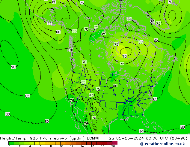 Height/Temp. 925 hPa ECMWF Dom 05.05.2024 00 UTC