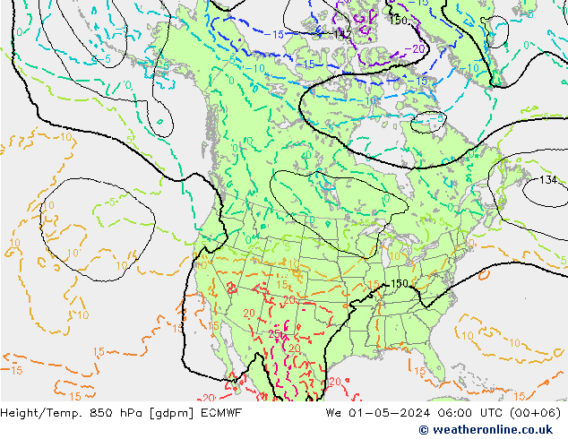 Height/Temp. 850 hPa ECMWF We 01.05.2024 06 UTC