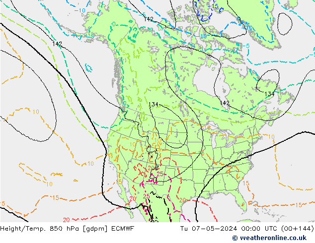 Height/Temp. 850 hPa ECMWF Tu 07.05.2024 00 UTC