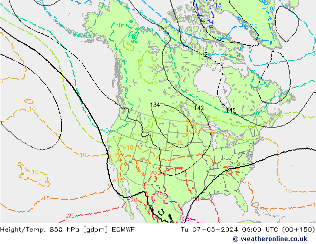 Hoogte/Temp. 850 hPa ECMWF di 07.05.2024 06 UTC