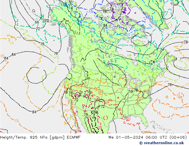 Height/Temp. 925 гПа ECMWF ср 01.05.2024 06 UTC